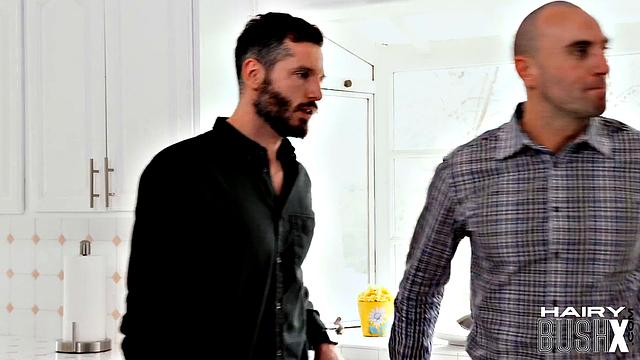 Bushy babes pussyfucked hard in 4-way