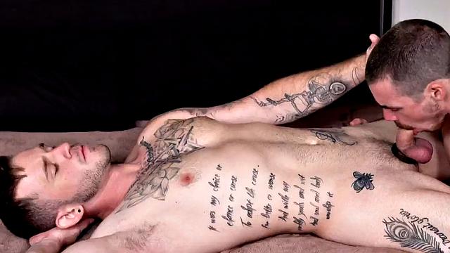 Inked FTM stud with pussy sucks and gets fucked