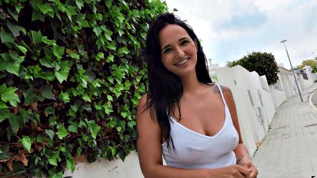 Busty Latina picked up before cockriding in erotic scene