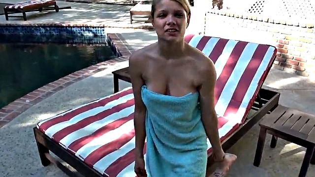 Little Taylor Dildo Solo at Pool