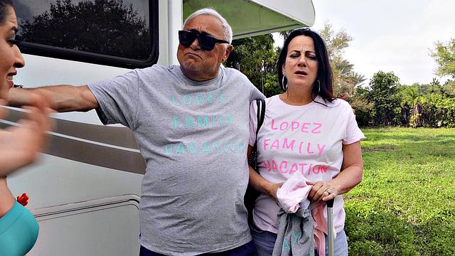 Latina with pigtails titfucks and sucks in family road trip