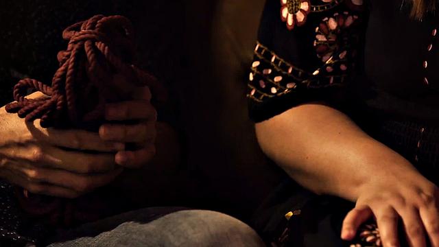 Curvy spex chick enjoys bondage fuck with lucky guy