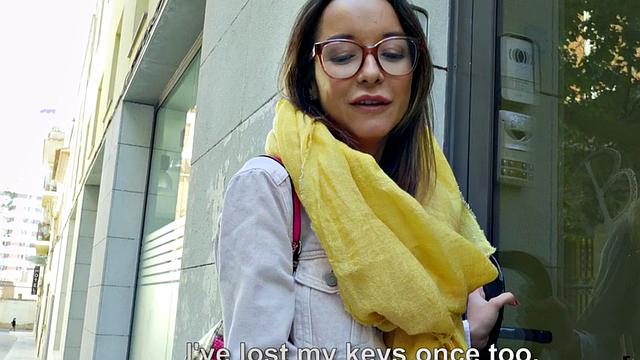 Big tit nerdy babe pulled into riding big dick in public