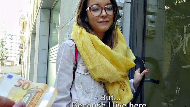 Big tit nerdy babe pulled into riding big dick in public