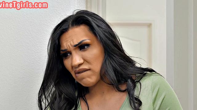 Massaged Trans bareback doggystyled in tight asshole