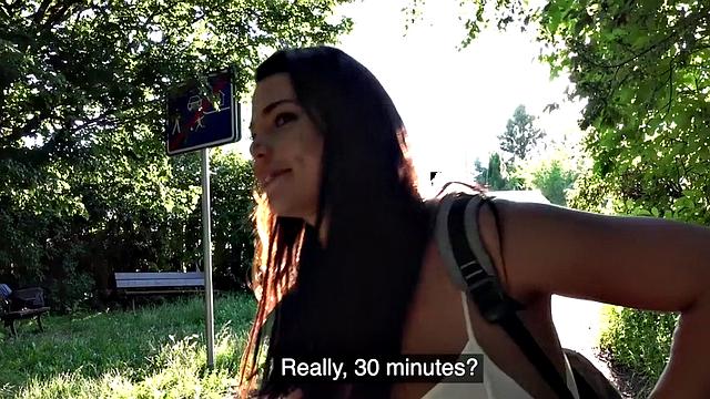 Bigboob European outdoor fucked after giving POV blowjob