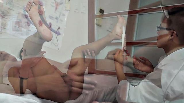 Asian twink sucks cock and gets toyed by doctor