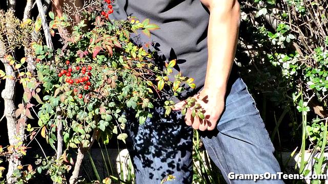 Sexy petite teen fucks oldie in dirty rough romp