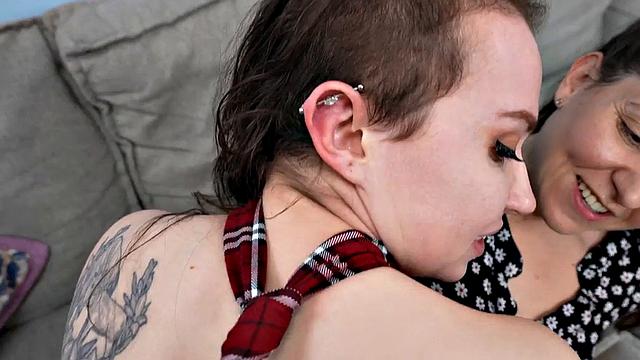 POV submissive college uniform pierced and inked teen fucked