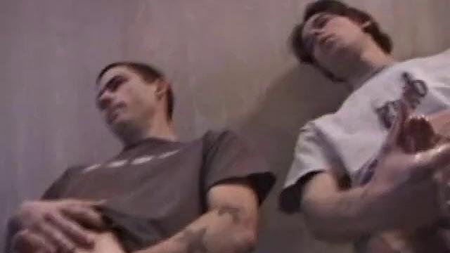 In this hot dual jerk off scene, Dan and Jayden get naked and start beating off over a glass table. The camera is positioned underneath the glass, capturing all the stroking action, and cum that shoots from their cocks.