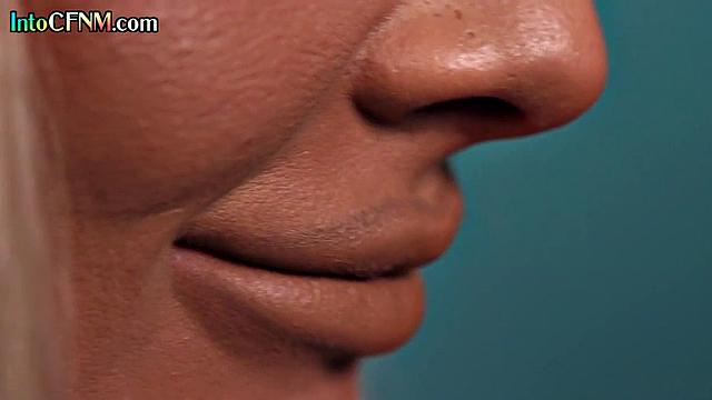 CFNM Bigtitted babe deepthroating cock till cumshot on tits