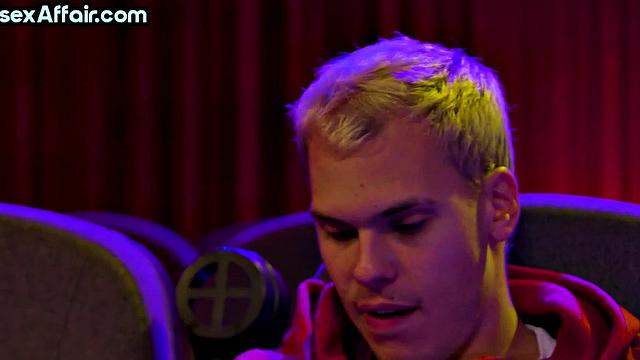 Public bisex IR 3some fucked in cinema by lucky guys