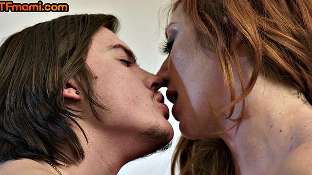 Busty Redhead pounded by stepson after sucking his cock