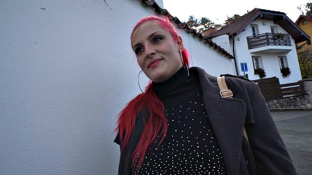 Picked up pink hair plumper POV fucked for money