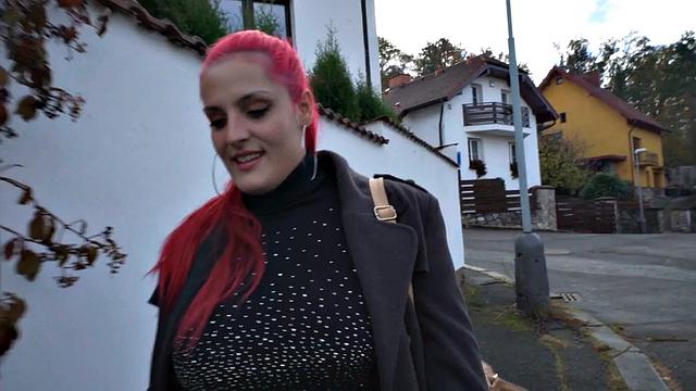 Picked up pink hair plumper POV fucked for money