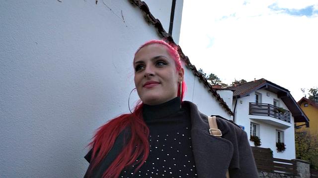 Picked up pink hair plumper POV fucked for money