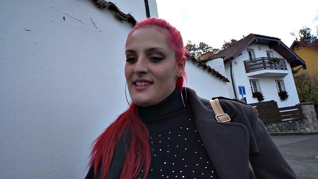 Picked up pink hair plumper POV fucked for money