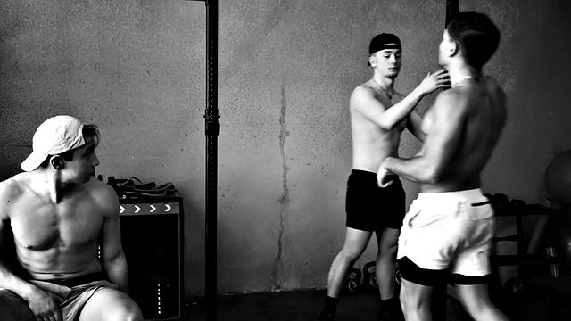 Hunk Spitroasted By Gym Bros - NextDoorBuddies