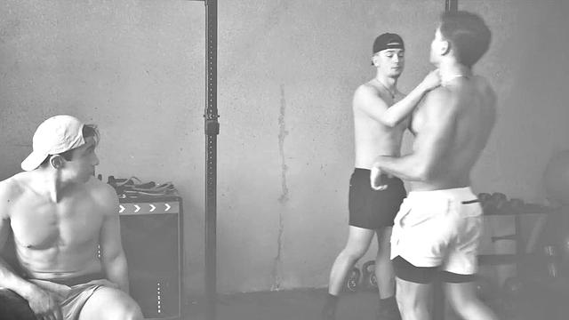 Hunk Spitroasted By Gym Bros - NextDoorBuddies