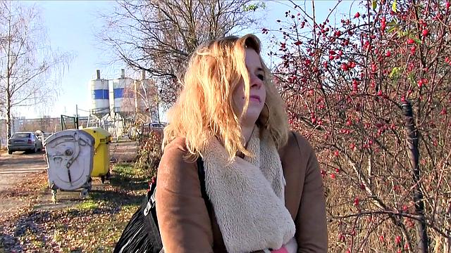 Naughty blonde pays to suck and fuck in the car, outdoors & pierced up close