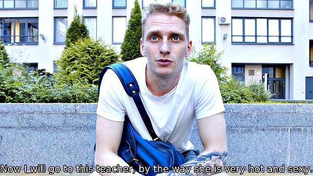 TUTOR4K. Help mature tutor drilled by student in the kitchen