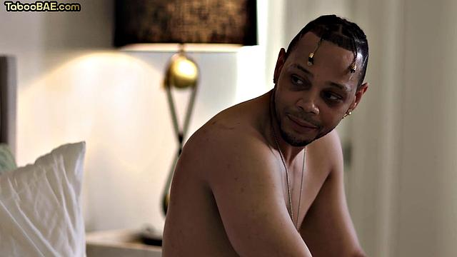 Stunning ebony babe rides her lover