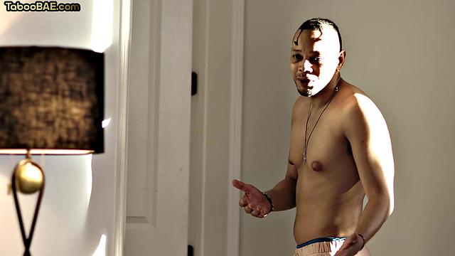 Stunning ebony babe rides her lover