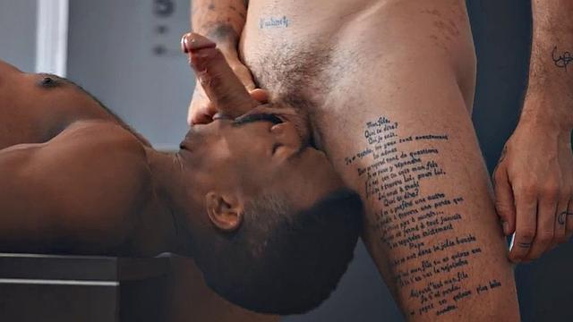 Dirty guy enjoys fucking black stud in tight asshole