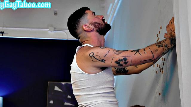 Dominant taboo jock with tattoos fucks stepbrother's asshole