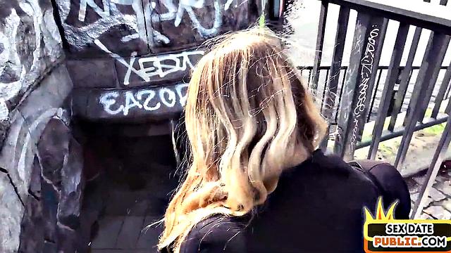 Tattooed public babe sucks POV dick before hotel sex