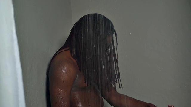 Black stud fucked and jizzed by BF after bathroom cocksucking