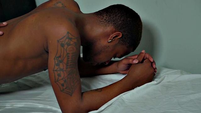 Black stud fucked and jizzed by BF after bathroom cocksucking