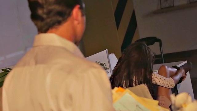 Office babe in lingerie goes wild with small dick & bra play