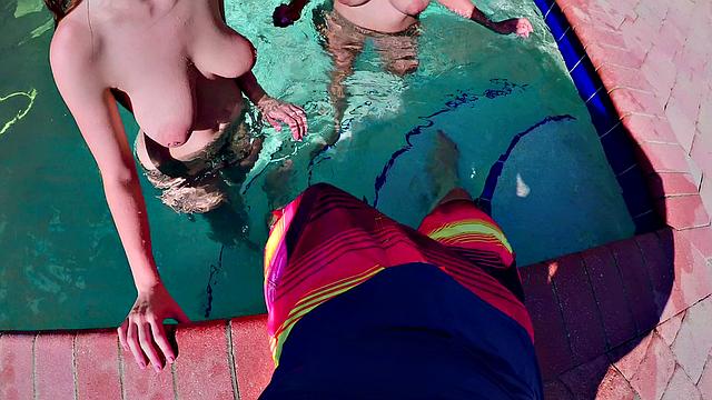 Latina Brunette with Natural Tits Gets Fucked in POV with Two Hairy Dudes