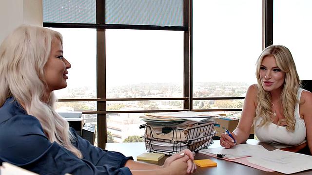 London River & Rachael Cavalli have hot threesome in the office with their co-worker to leave early for Labor Day