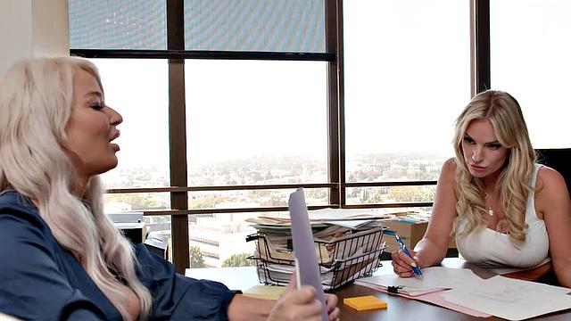 London River & Rachael Cavalli have hot threesome in the office with their co-worker to leave early for Labor Day