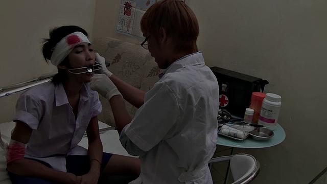 Asian college twink fucked by doctor in infirmary