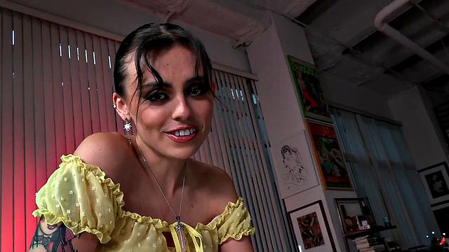 Skinny 21yo domina wanks oiled cock in POV sex