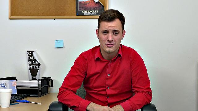 Boss and colleague share office threesome with tattooed office bottom