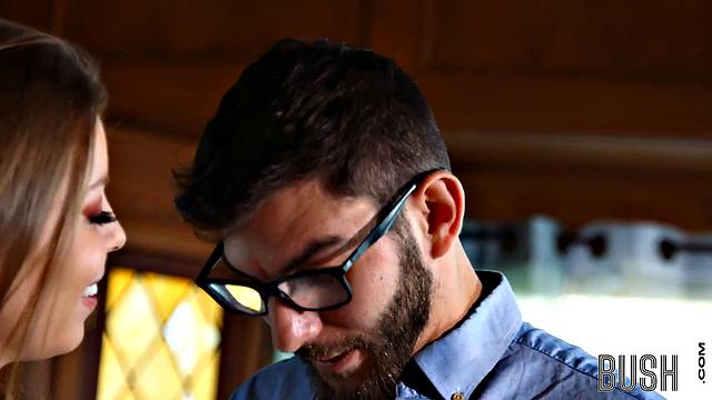 Hairy lingerie babe doggystyled by her lover