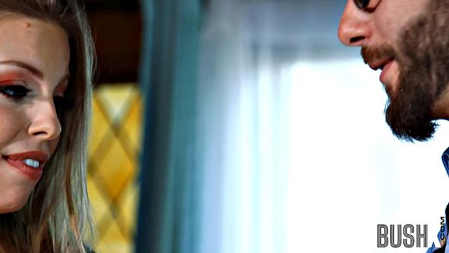 Hairy lingerie babe doggystyled by her lover