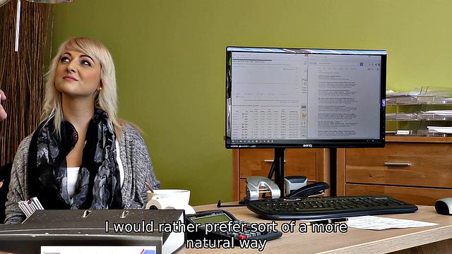 LOAN4K. Blonde rammed by horny lender on his working table