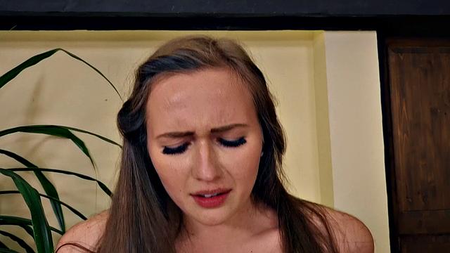 A kinky brunette lose her virginity in a hot and steamy living room session with a midget