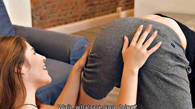 RIM4K. After the game redhead is in the mood to lick BF's ass and more