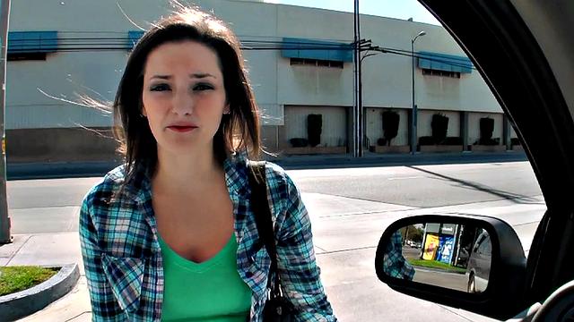 Watch this horny chick give a sloppy car blowjob and handjob in a car