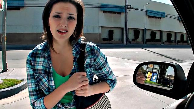 Watch this horny chick give a sloppy car blowjob and handjob in a car