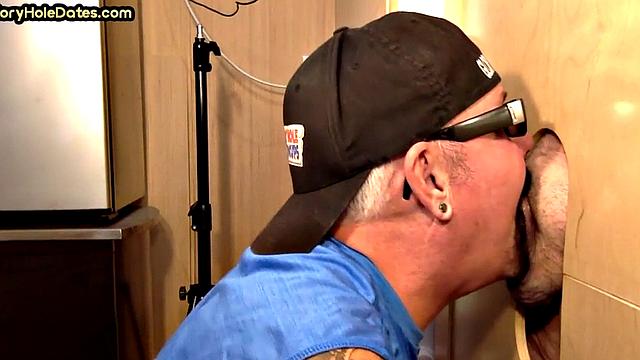 Cum in mouth gaydaddy sucks gloryhole cock at home