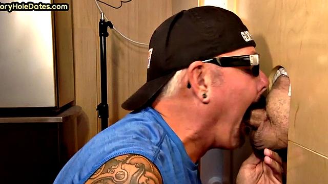 Cum in mouth gaydaddy sucks gloryhole cock at home