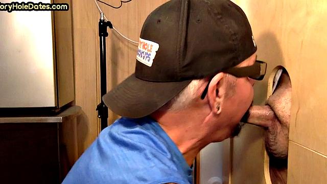 Cum in mouth gaydaddy sucks gloryhole cock at home