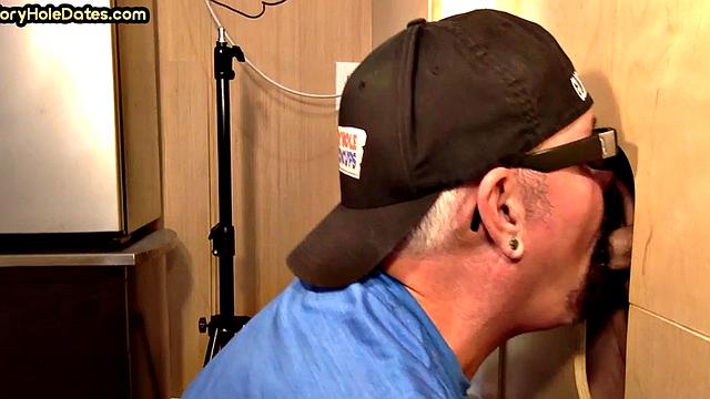 Cum in mouth gaydaddy sucks gloryhole cock at home